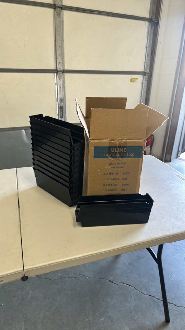 New Uline 2 3/4x 12x 4” black plastic bins (lot 36)