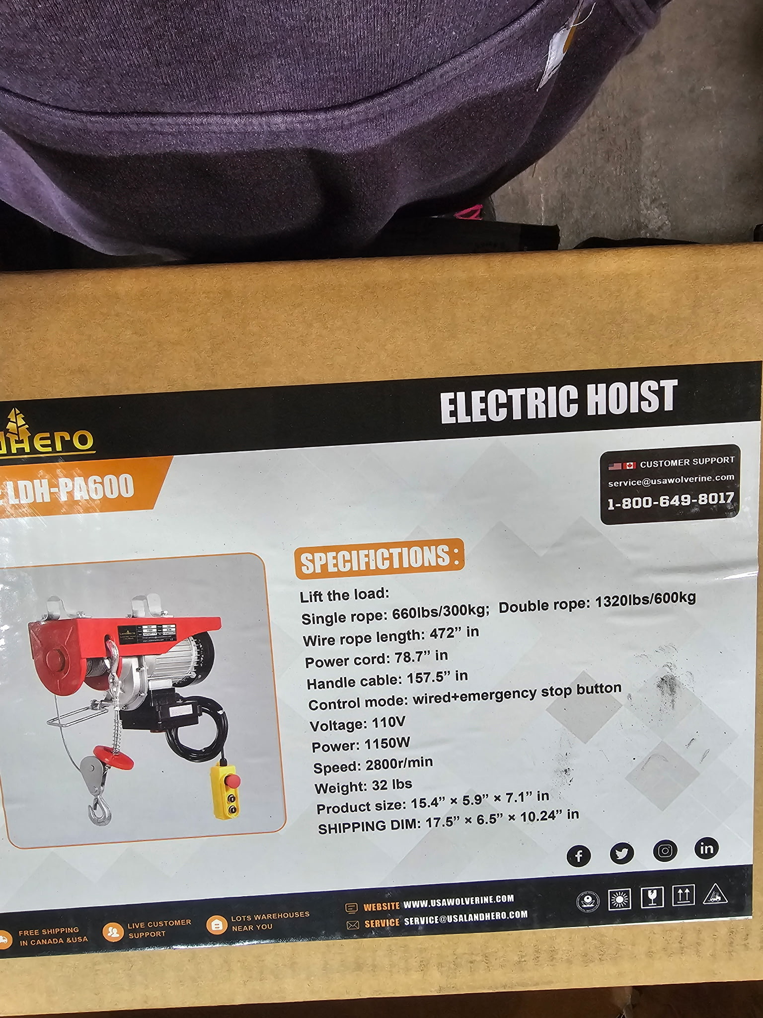 lot 30 image: Landhero Electric Hoist LDH- PA600