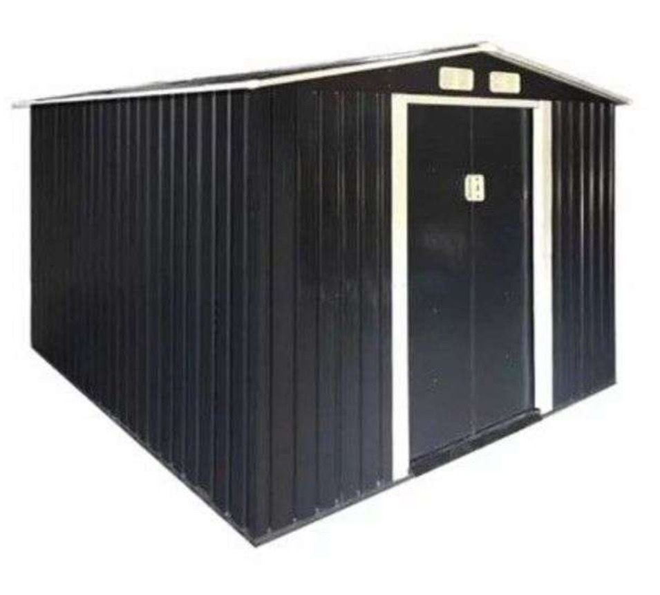 lot 33 image: Land Honor LHR-MS1010 Galvanized Apex Roof Metal Shed, 10 x 10