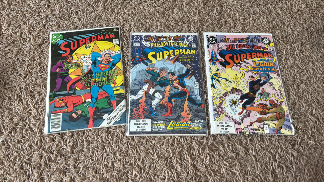 lot 110 image: Vintage Superman Comics, 3 Comic Books