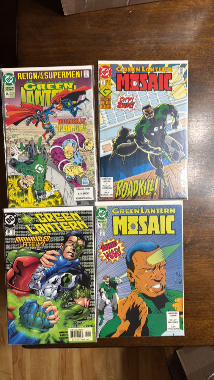 lot 336 image: Green Lantern and Green Lanterm Mosaic Comic Book Lot, 4 Comics DC