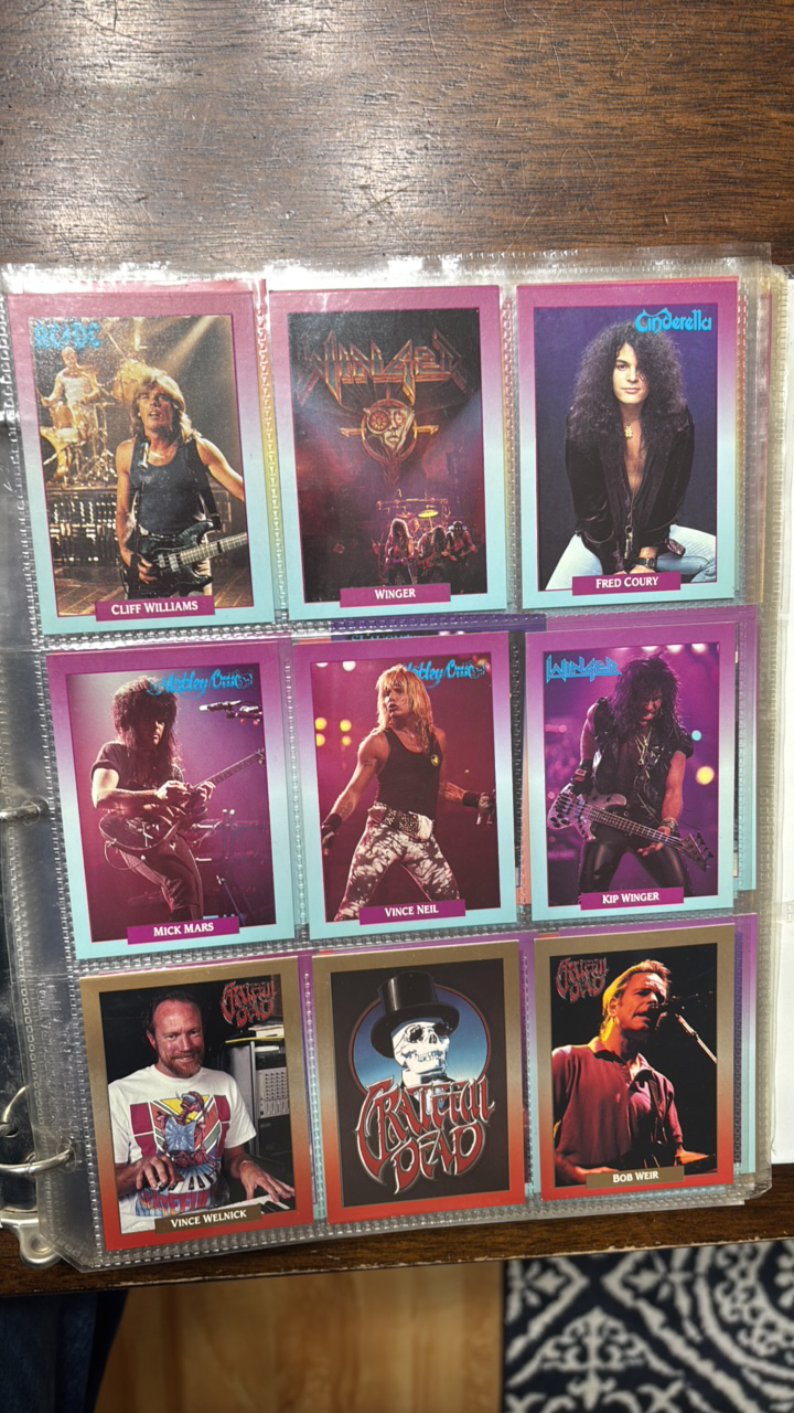 lot 349 image: 1991 RockCards Binder Collection, Featuring The Best Bands From the 1980s and 1990s, Motley Crue, ACDC, and more