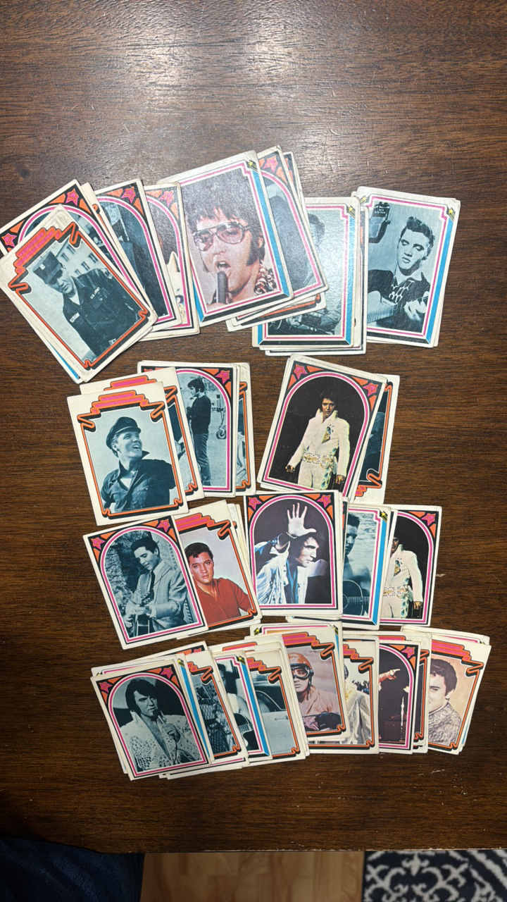 lot 351 image: Vintae Elvis Presley Trading Cards, 62 Cards Total, Some have wear and creases