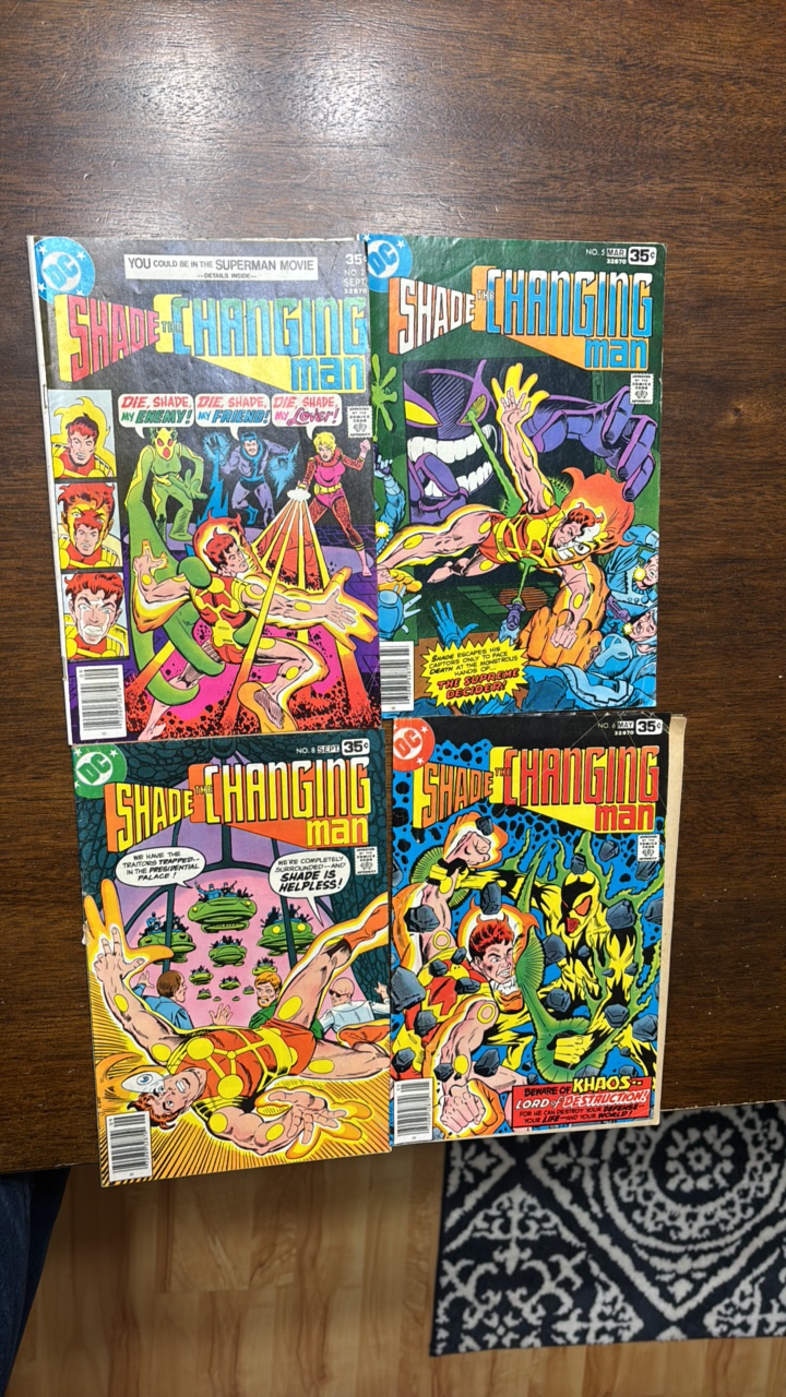lot 380 image: Shade The Changing Man Vintae Comic Book Lot, 4 Comics