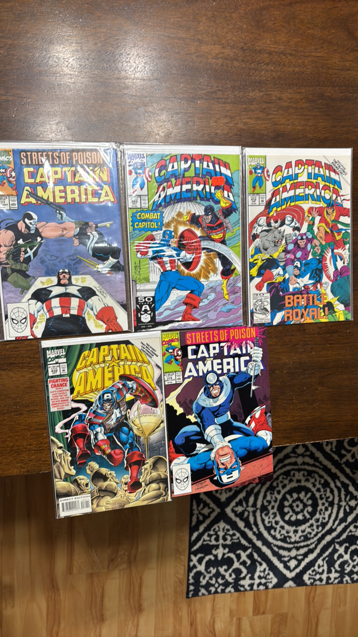 lot 386 image: Vintage Captain America Comic Book Lot, 5 Marvel Comics