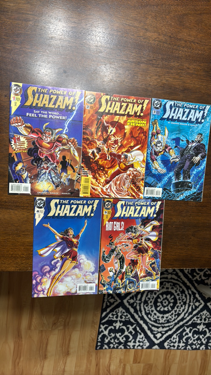 lot 393 image: The Power of Shazam Comic Book Lot, #s 1,2,3,4,5 DC Comics