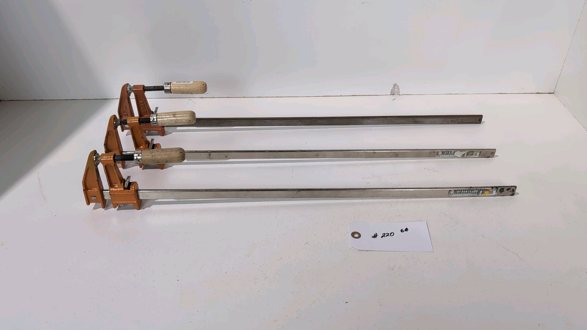 lot 220 image: Lot of (3) 24 bar clamps
