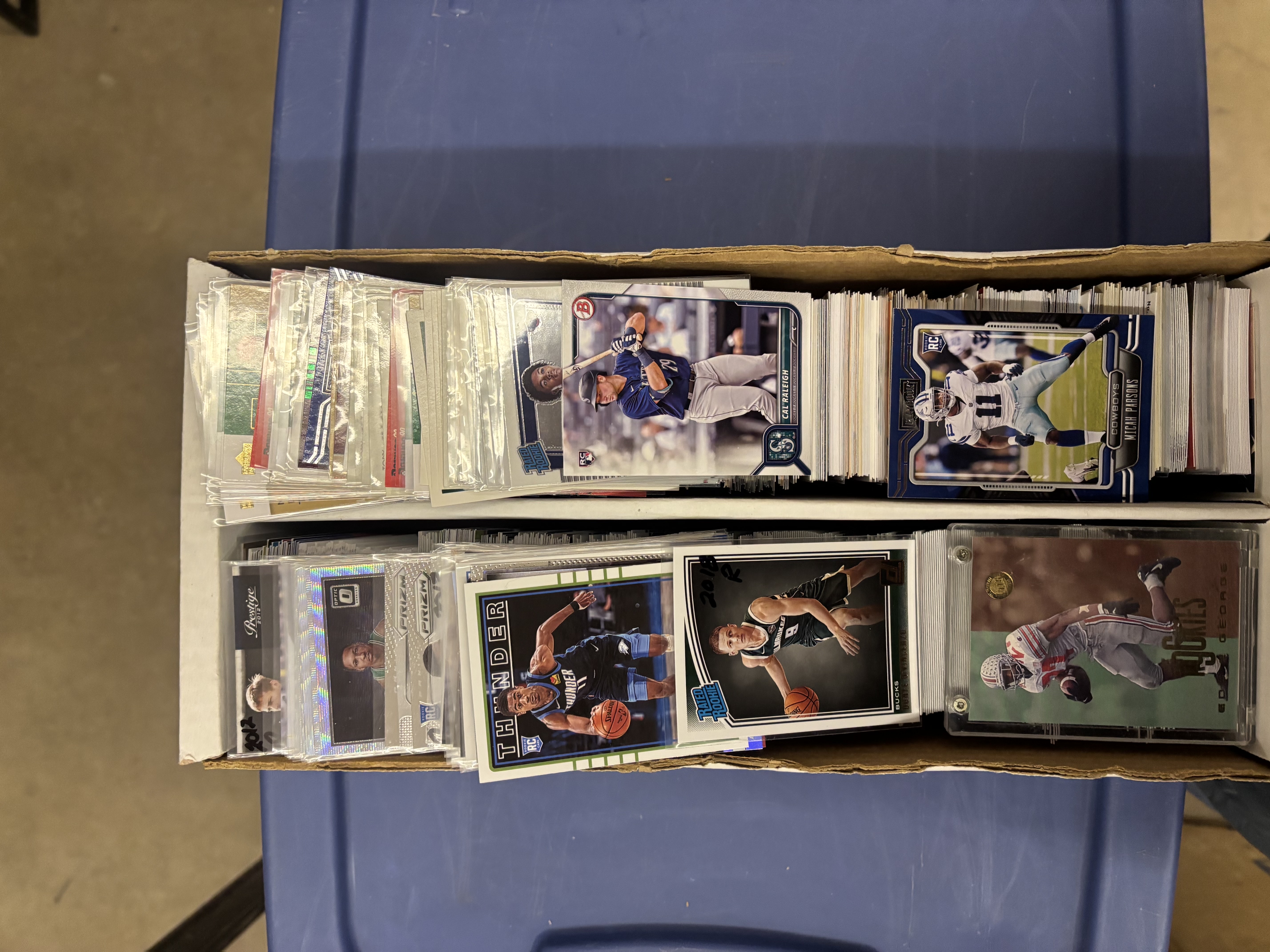 lot 104 image: Rookie and Prospect Box of Sports Cards, Big Name Rookies and Stars Mix of Sports