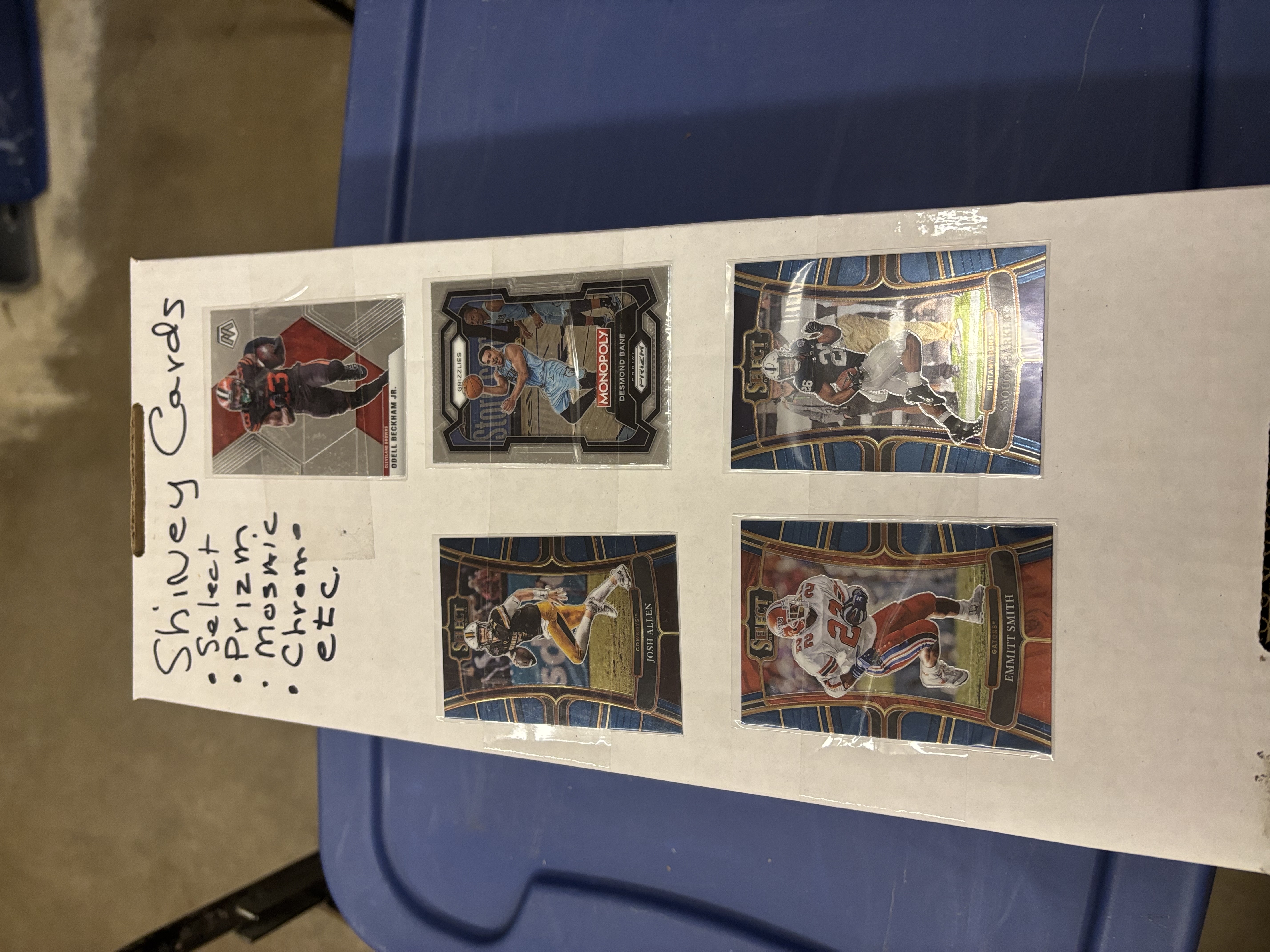 Box of “Shiny” Sports Cards, Prizms, Refractors, Stars and More, Mix of Sports and Years