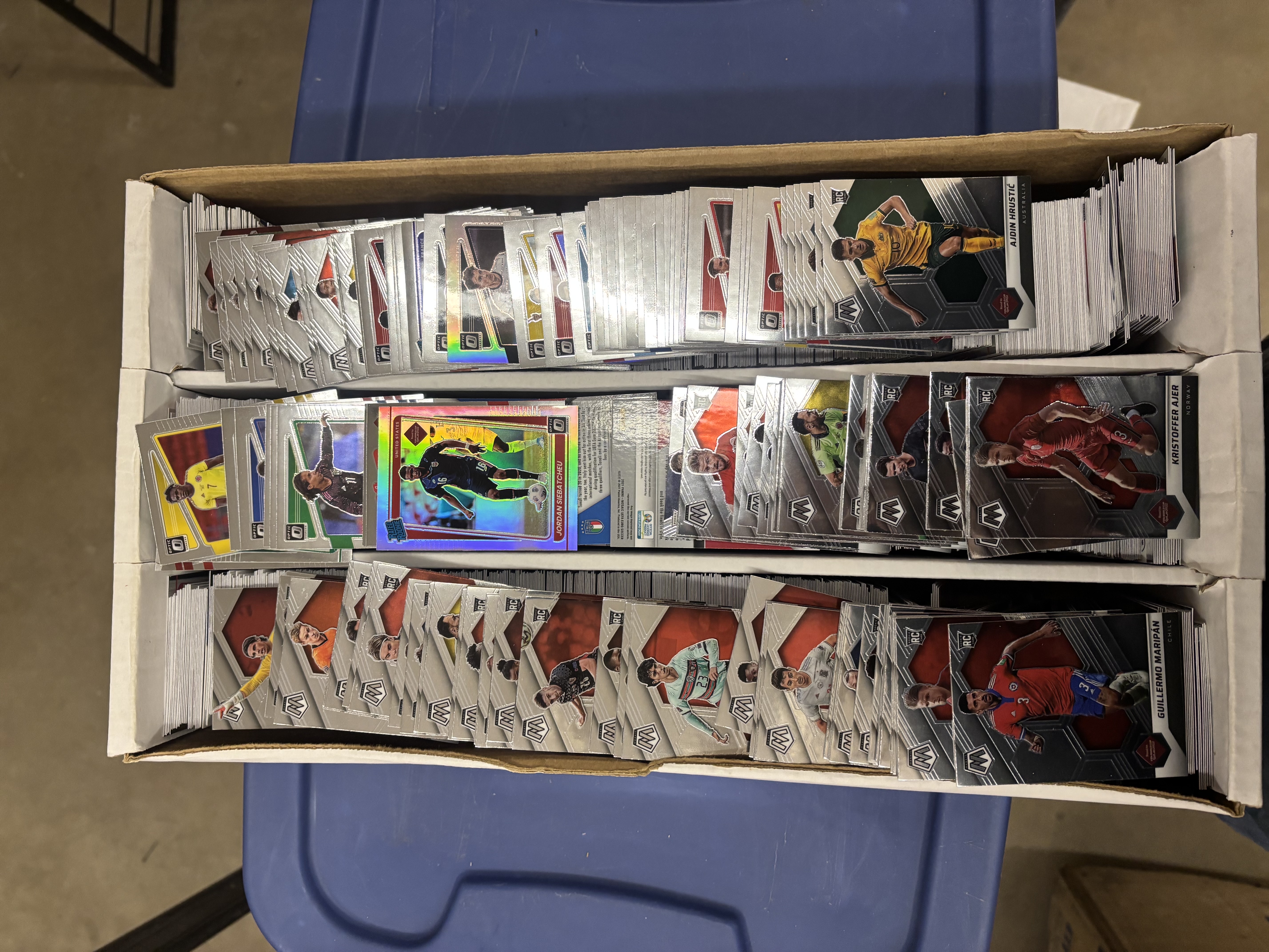 lot 107 image: Big Box of Soccer Cards, Modern Cards, Mosaic, Donruss Optics, Lots of Rookies