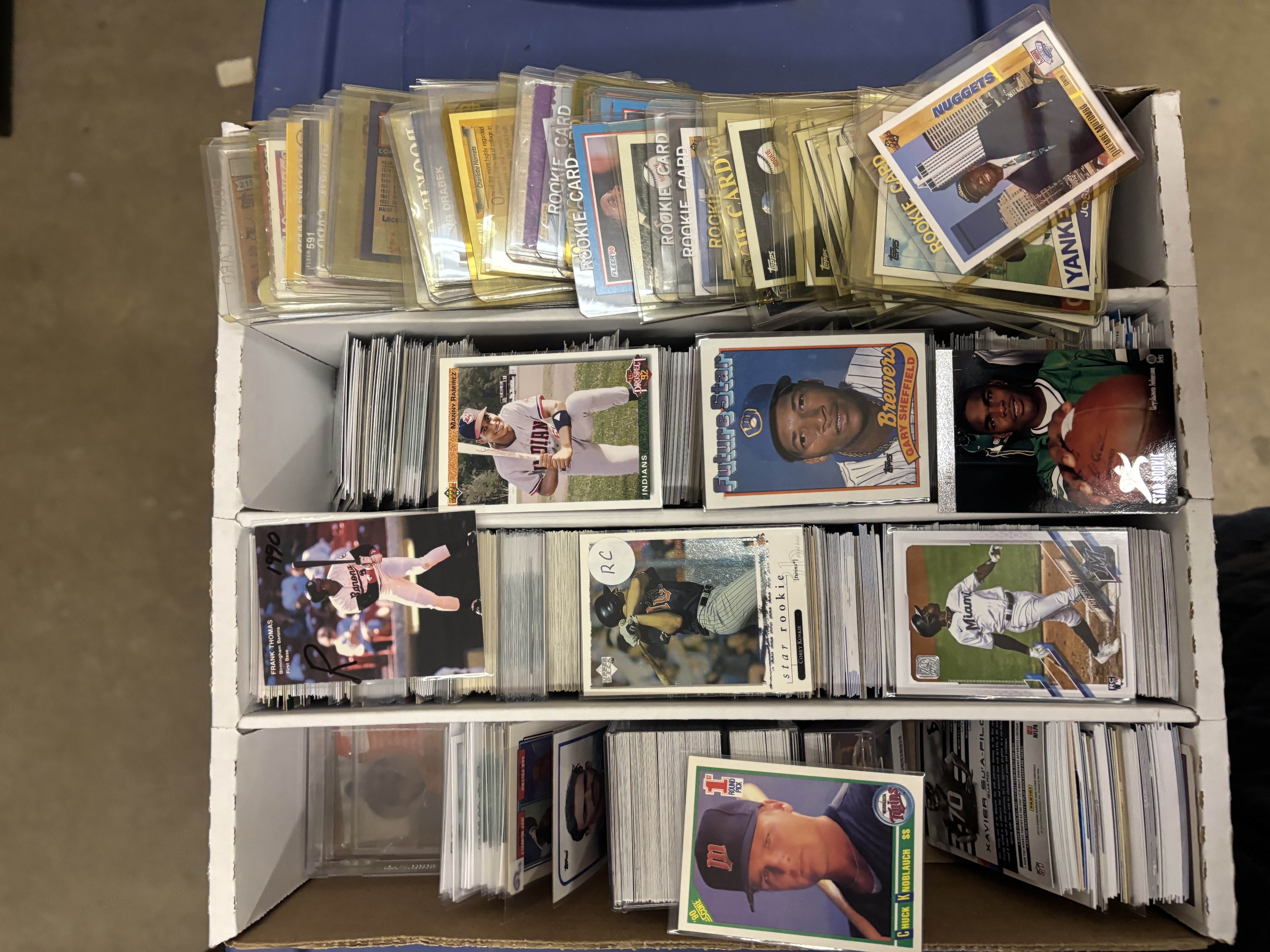 lot 111 image: Bog Box of Sports Cards, Lots of Rookies and Stars, Mix of Sports 1990s to 2010s