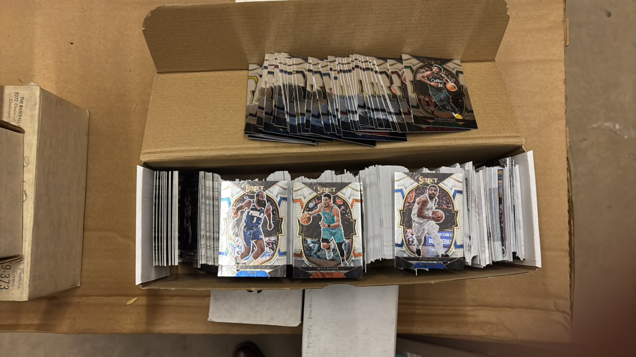lot 127 image: Box of Newer NBA Basketball Cards, Panini Select, Donruss Optic and Panini NBA Hoops, Lots of Stars