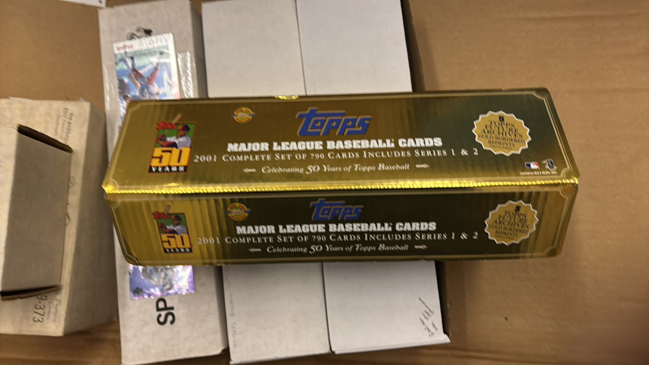 lot 130 image: 2001 Topps Baseball Set, Gold Bordered Reprint Cards Missing, Cards are Not in Order So There May be Other Cards Missing as well, Likely Not a Complete Set
