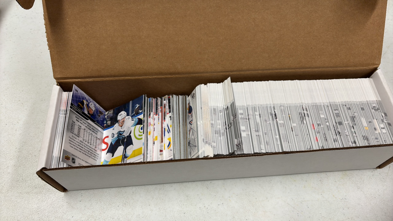 lot 161 image: Box of Newer Modern Hockey Cards, 2024 Upper Deck, 2023 Upper Deck Ice and Other Sets