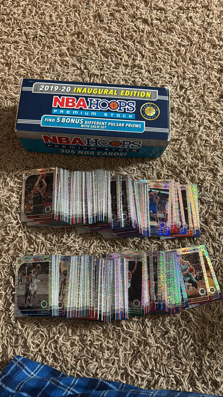 lot 208 image: 2019 Panini NBA Hoops Premium Stock Basketball Cards, Partial Set, Some Cards Missing