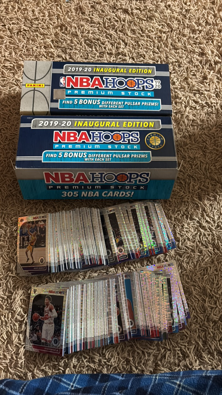 lot 213 image: 2019 Panini NBA Hoops Premium Stock Basketball Cards, Partial Set, Some Cards Missing