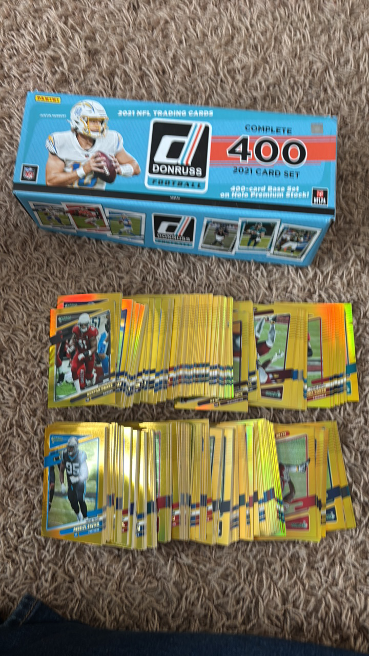 lot 223 image: 2021 Donruss Gold Press Proof NFL Football Cards Partial Set, Rare Parallel Set, Missing Some Cards