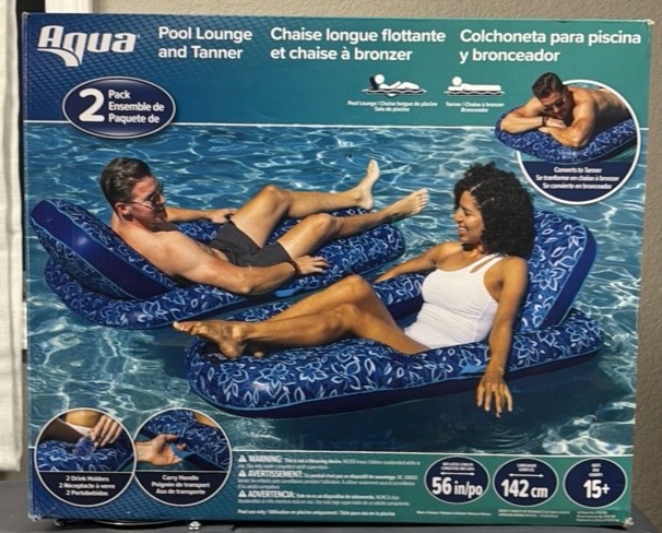 3 Boxes Aqua Luxury Pool Lounger, 2-Pack (Total of 6 Loungers)