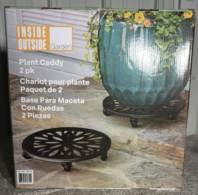 Inside Outside Steel Rolling Plant Caddy, 2 Pack