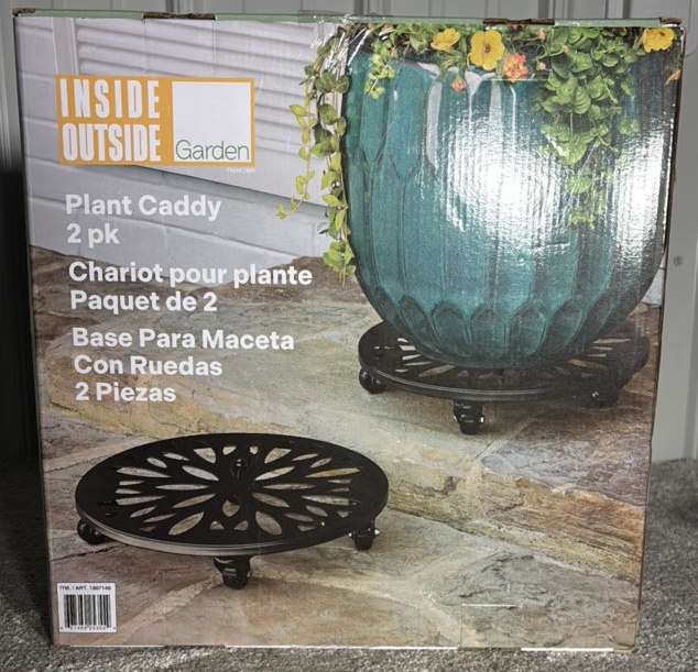 Inside Outside Steel Rolling Plant Caddy, 2 Pack