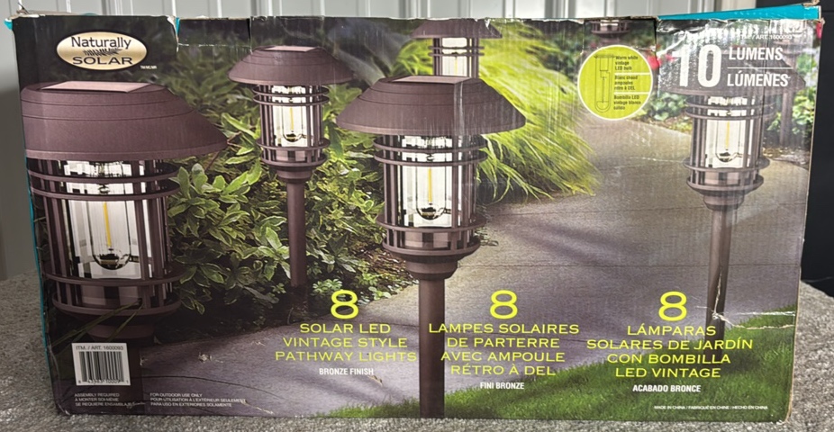 Naturally Large Solar Large Pathway Lights, 8-pack