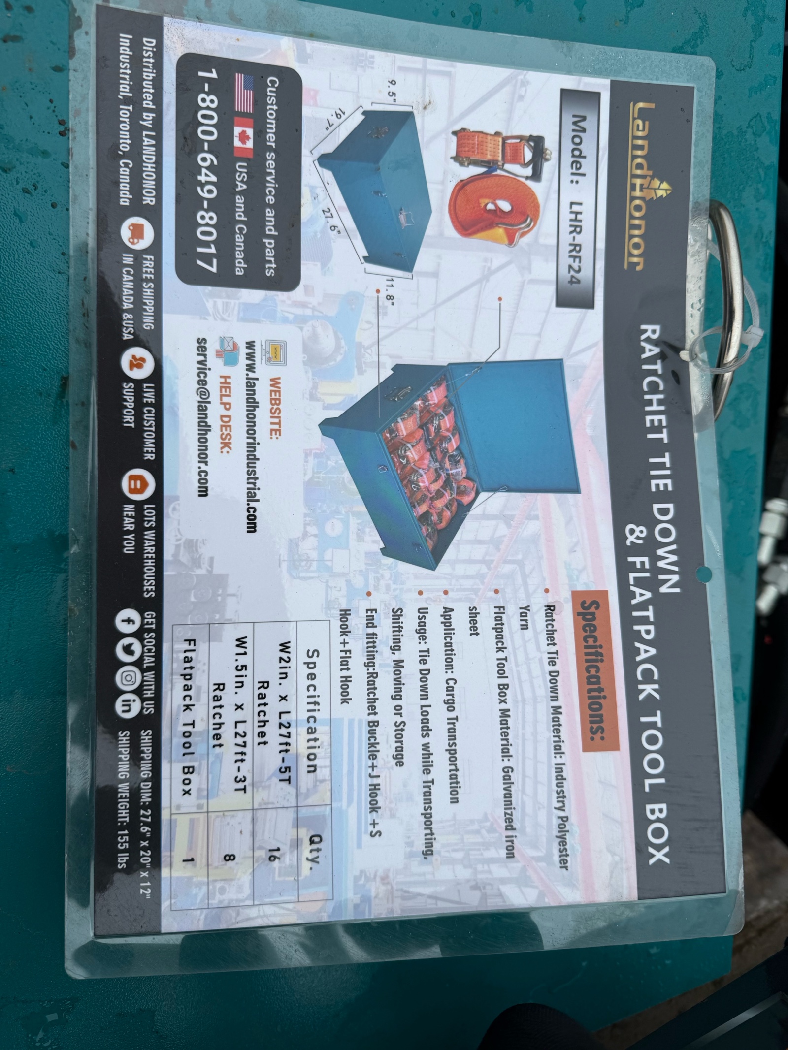 lot 150 image: Ratchet Tie Down & Flatpack Tool Box LHR-RF24