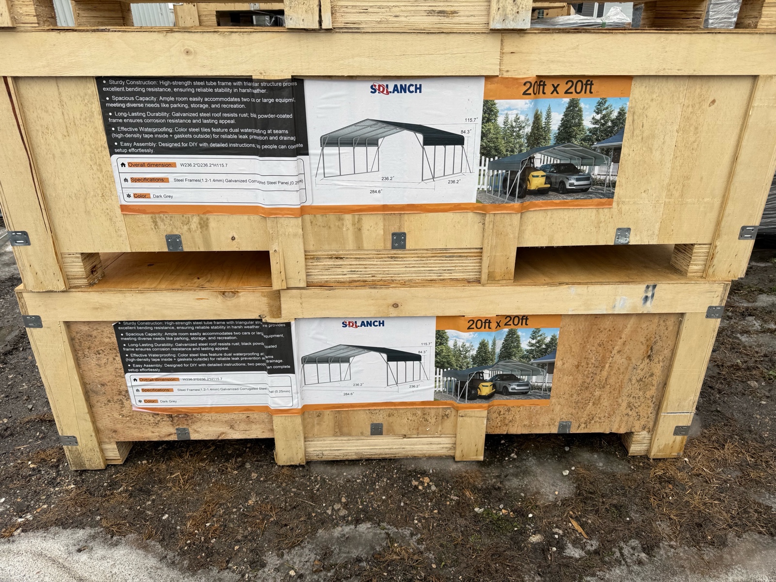 lot 174 image: SDLC2020FT Carport 20x20ft DualShield Garage