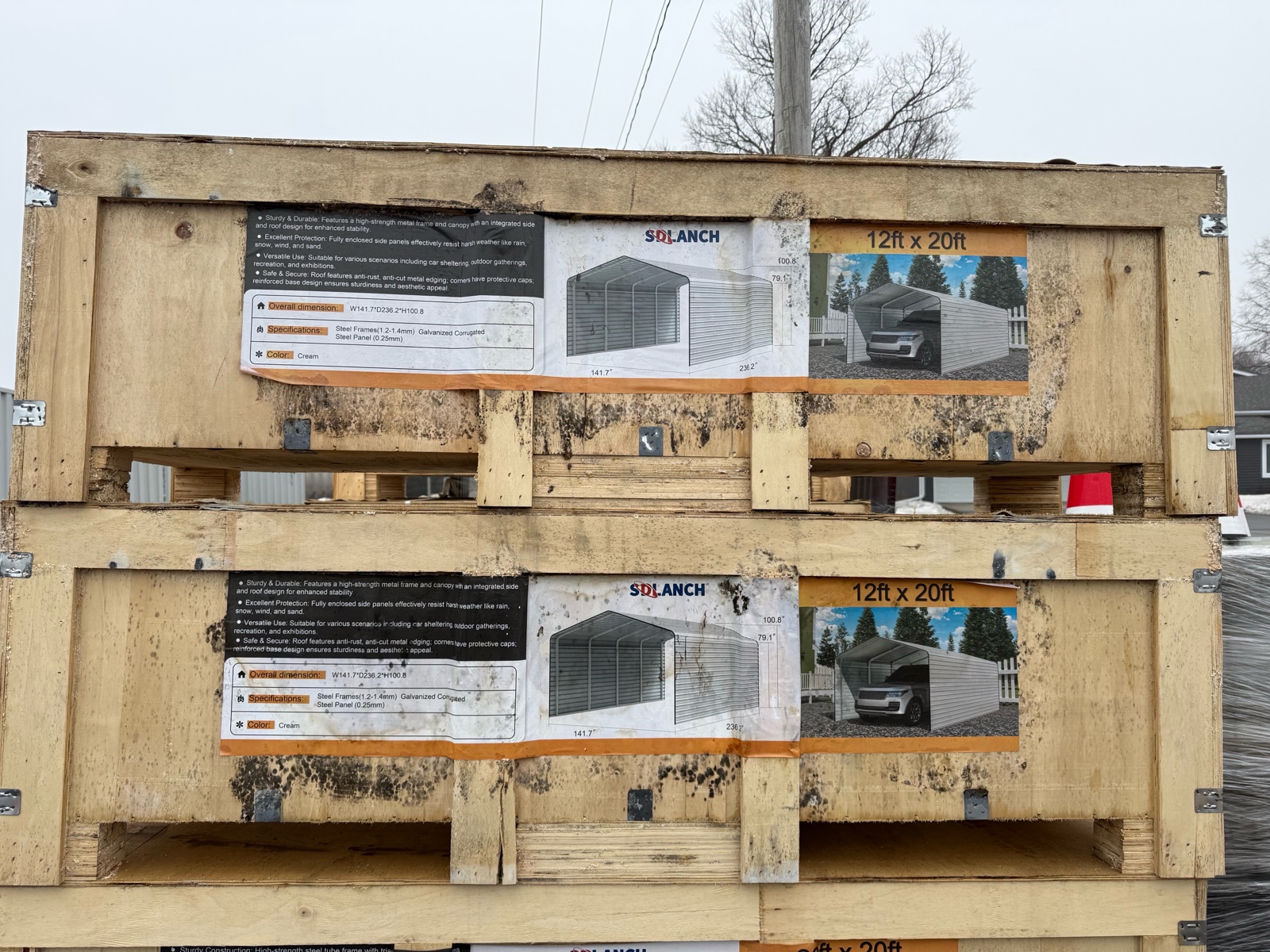 lot 175 image: SDLC1220 Carport 12x20ft Enclosed Steel Shelter