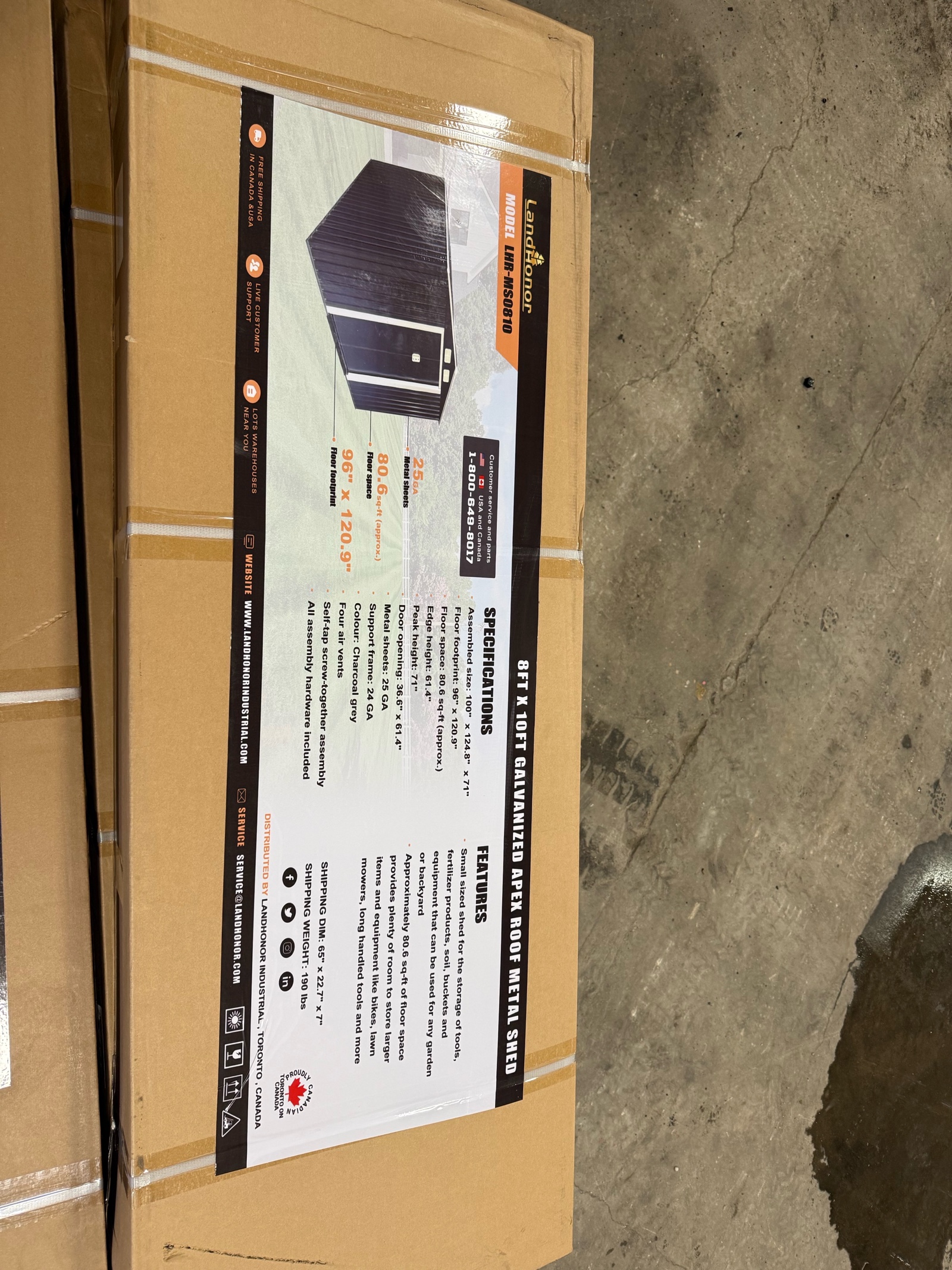 lot 204 image: 8ft x 10ft Galvanized Apex Roof Metal Shed LHR-MS0810