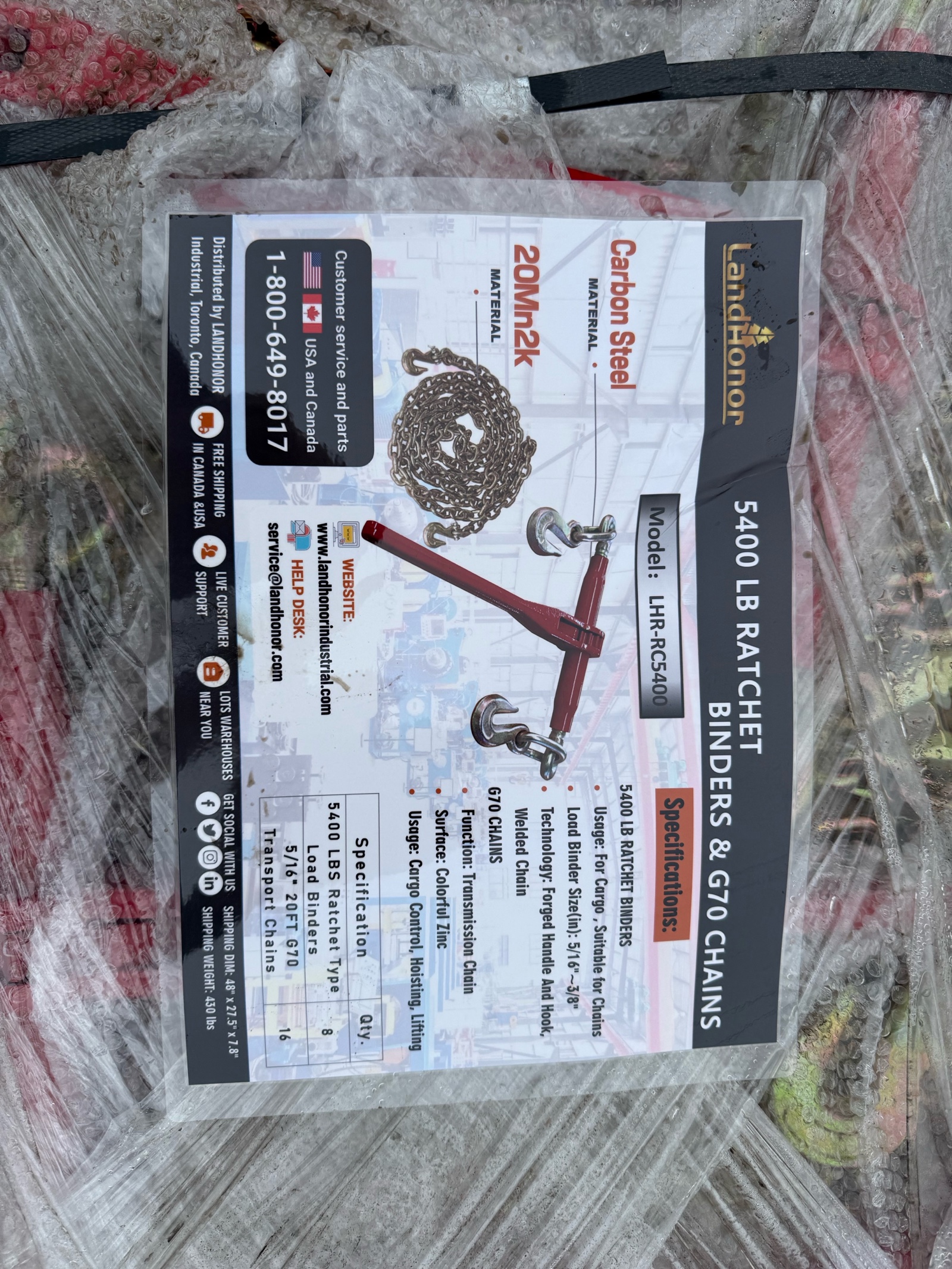 lot 227 image: 5400 LB Ratchet Binders & G70 Chains LHR-RC5400