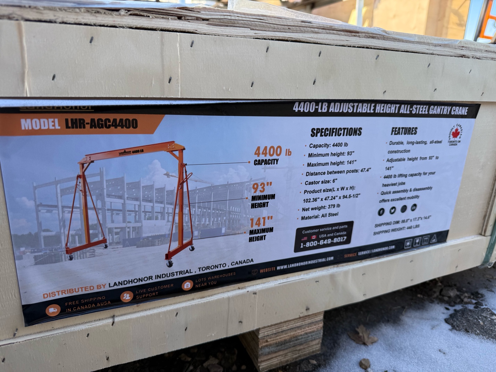 lot 241 image: 4400-LB adjustable height All-Stell Gantry Crane LHR-AGC4400