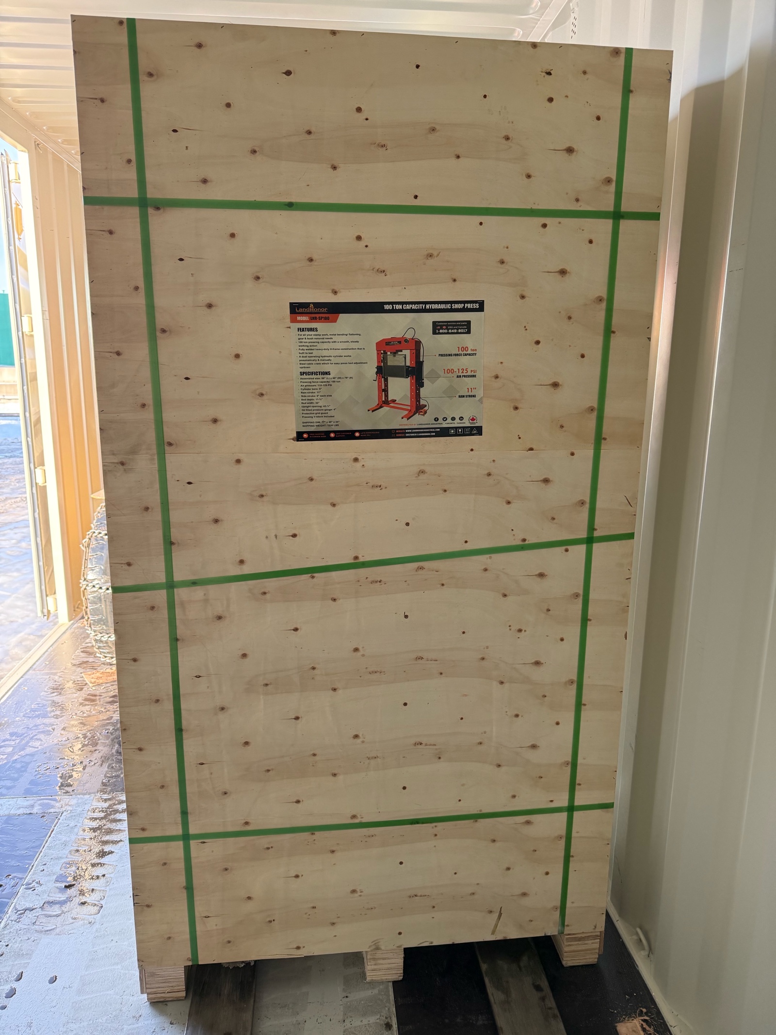 lot 296 image: 100 TON CAPACITY HYDRAULIG SHOP PRESS LHR-SP100