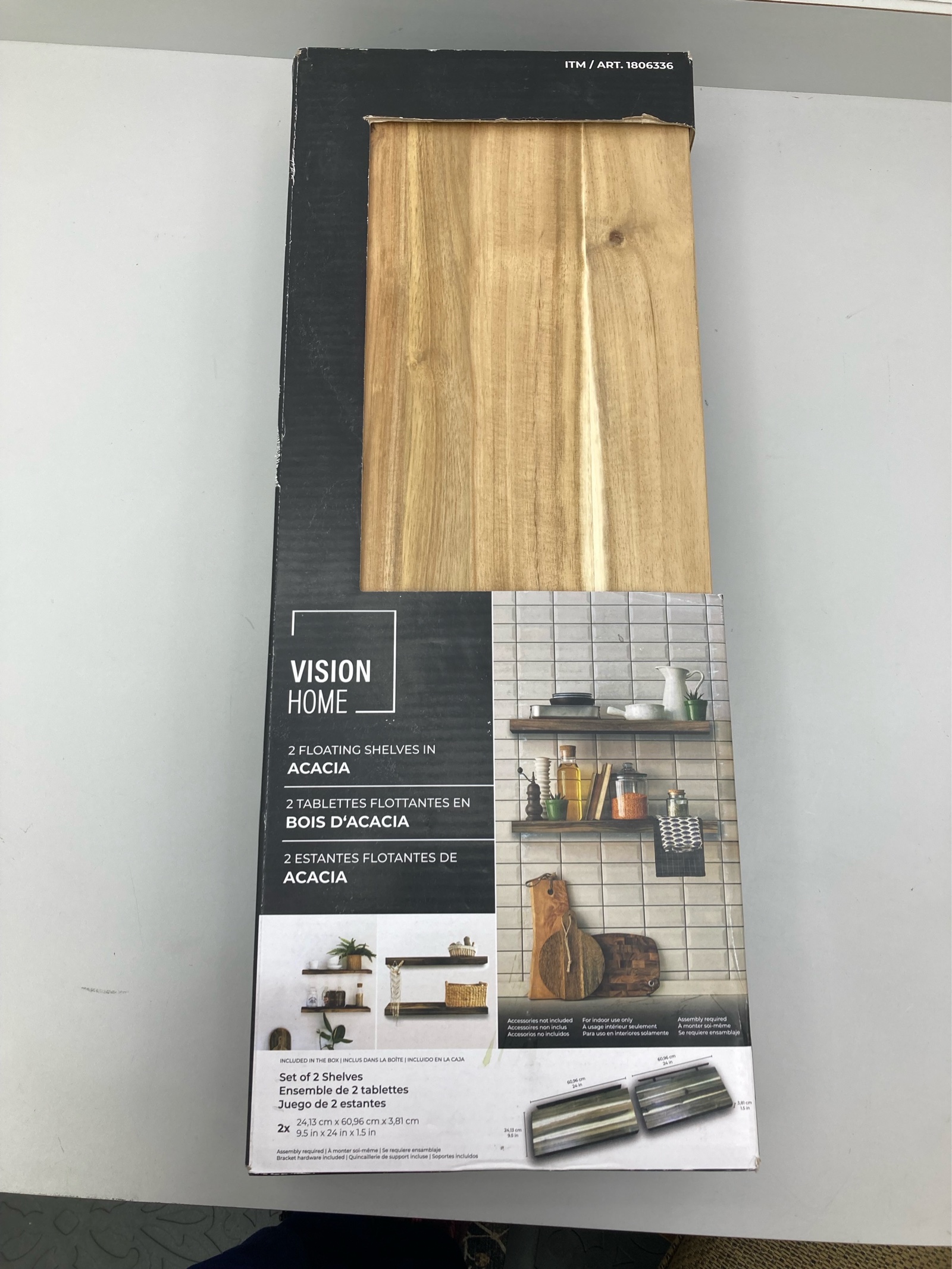 lot 13 image: Vision Home 2 Floating Shelves in Acacia