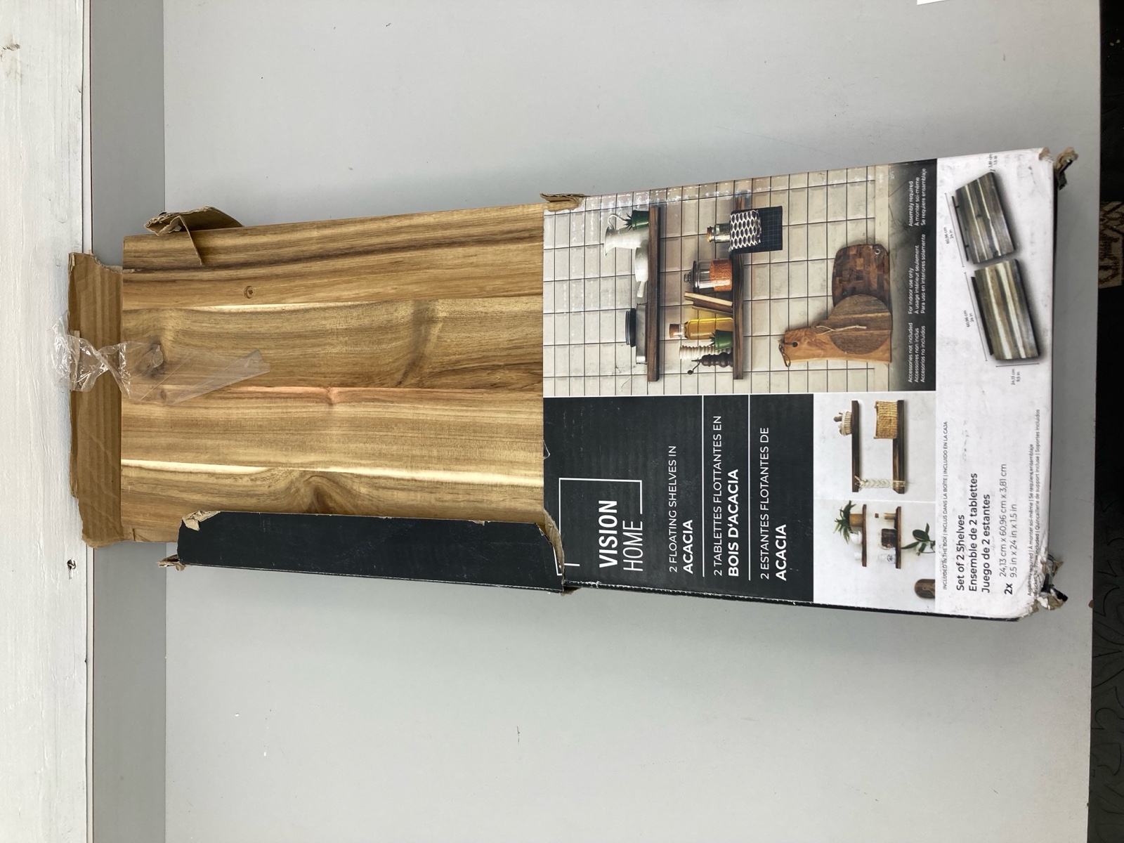 lot 33 image: Vision Home 2 Floating Shelves in Acacia