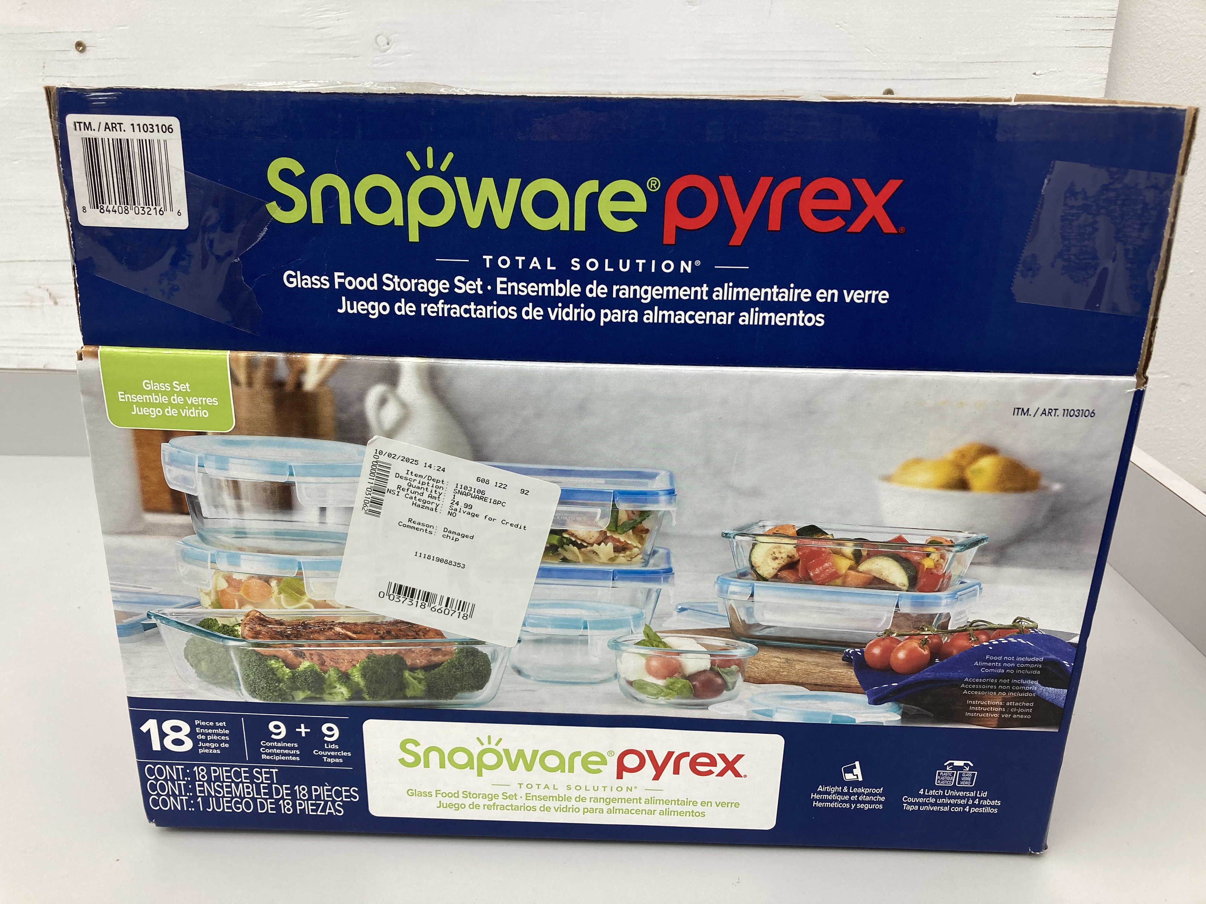 lot 56 image: Snapware Pyrex Glass 18 Piece Storage Set