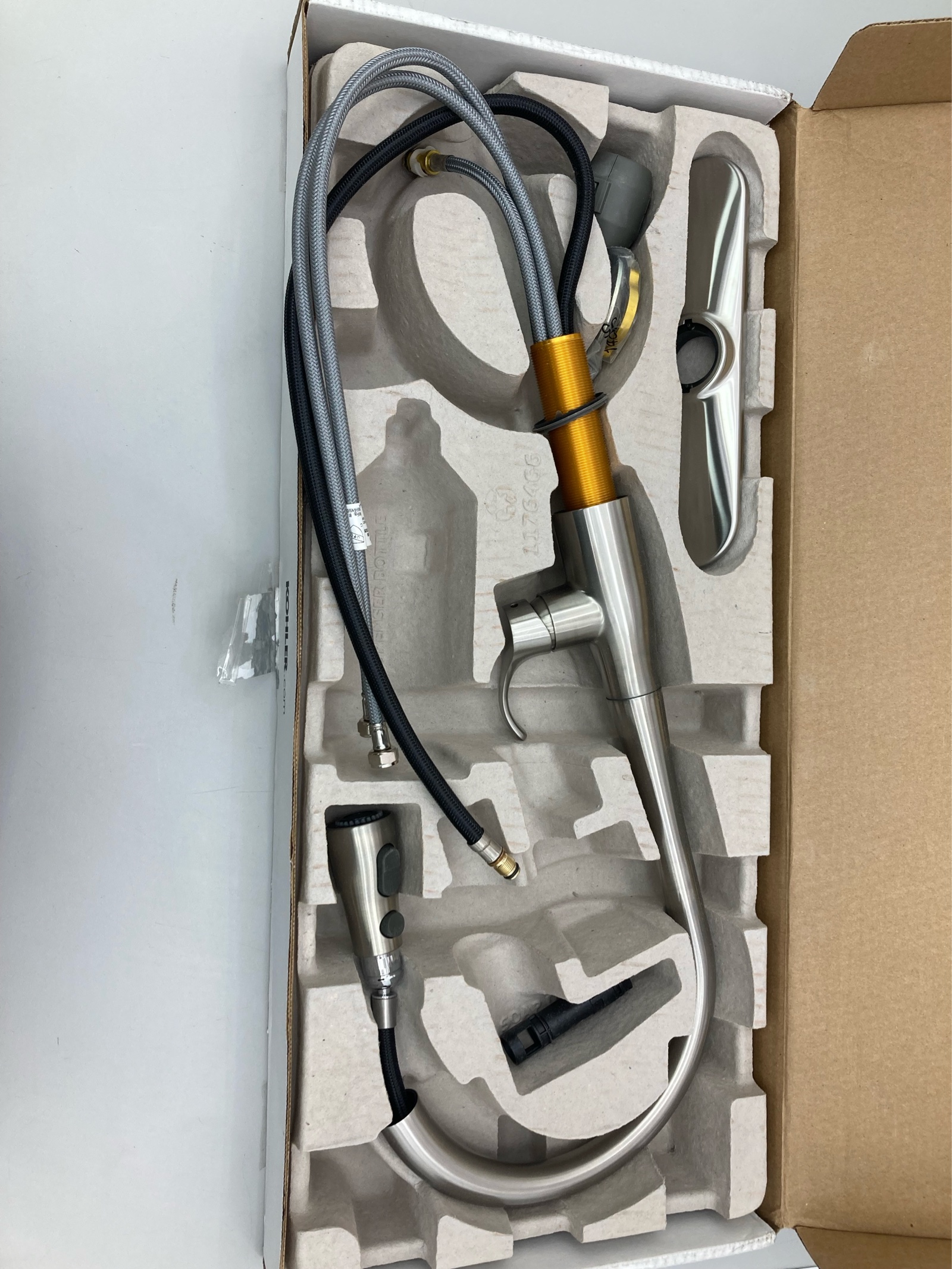 lot 6 image: Kohler Simplice Pull Down Kitchen Faucet (Soap Dispenser Missing)