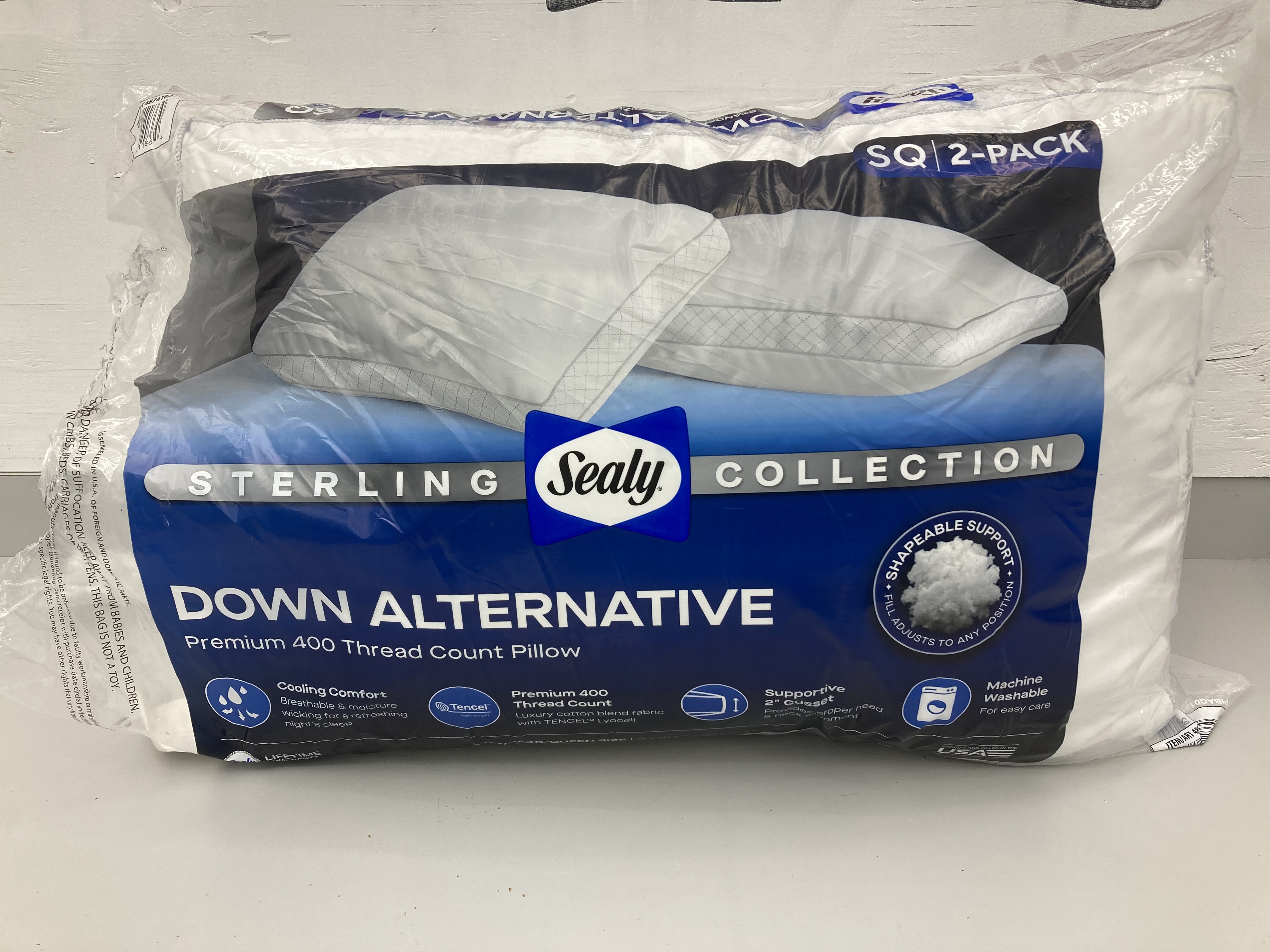 lot 77 image: Sealy Down Alternative Premium Pillow 2-Pack