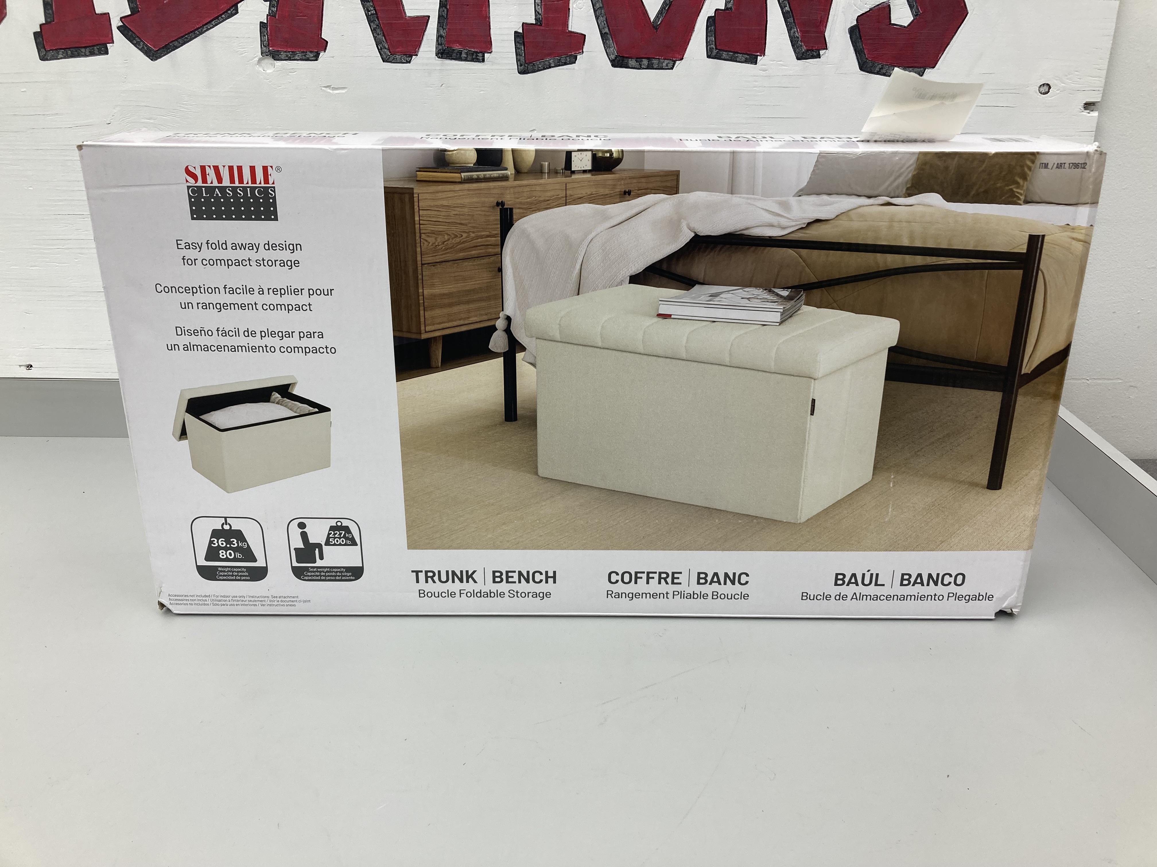 lot 87 image: Seville Classics Foldable Storage Trunk