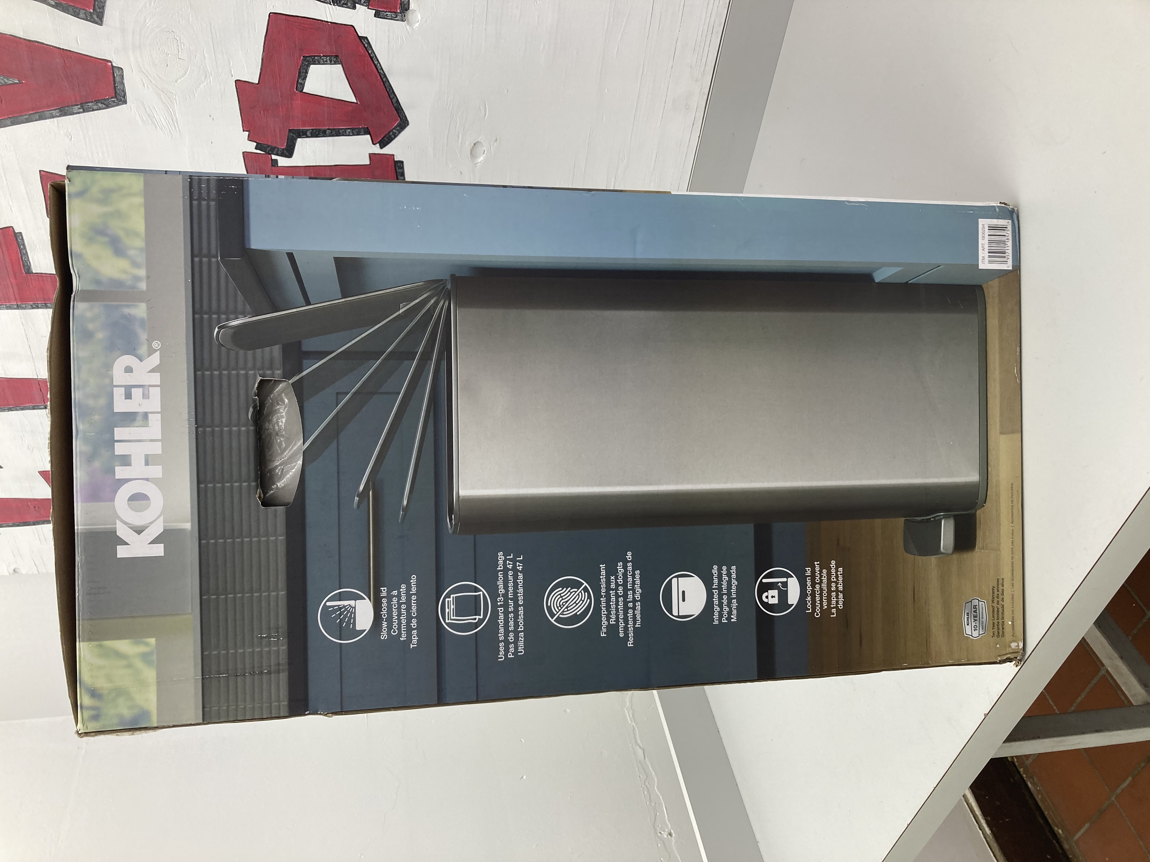 lot 93 image: Kohler Stainless Steel Step Trash Can