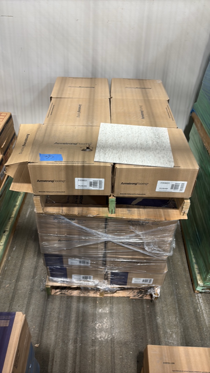 lot 35 image: (30 boxes) Armstrong Imperial Texture VCT Shelter White 12x12