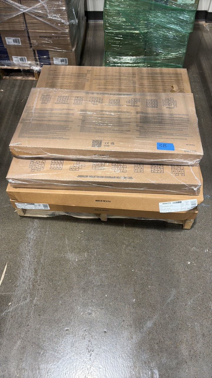 lot 38 image: (7 boxes) Shaw Carpet Tile. Rethread. Gray Slate 18x36