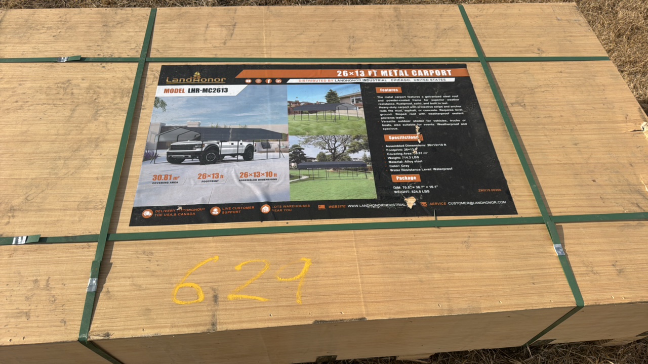 lot 629 image: 26 x 13 Ft Metal CarportLandhonor2025UnusedLHR-MC2613