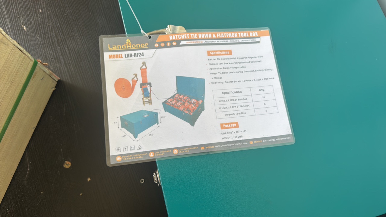 lot 634 image: Ratchet Tie Down & Flatpack Tool BoxLandhonor2025UnusedLHR-RF24