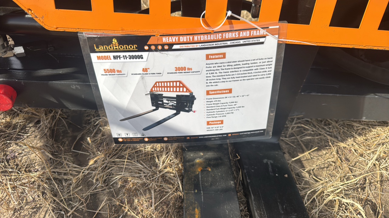 lot 652 image: Heavy Duty Hydraulic Forks And FrameLandhonor2025UnusedHPF-11-3000G