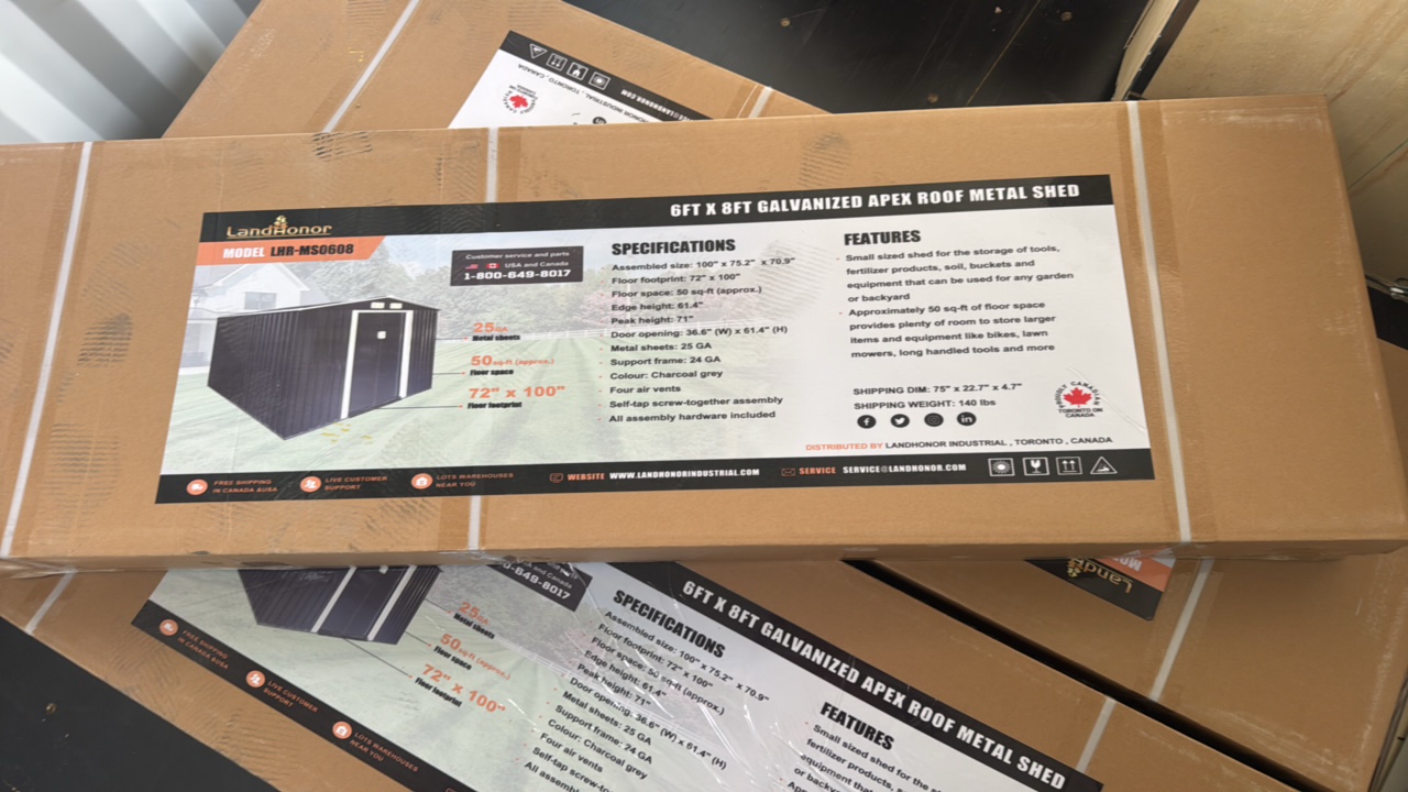 lot 694 image: 6ft x 8ft Galvanized Apex Roof Metal ShedLandhonor2025UnusedLHR-MS0608