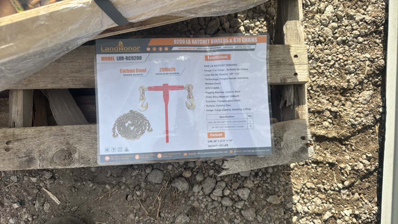 lot 707 image: 9200LB Ratchet Binders & G70 ChainsLandhonor2025UnusedLHR-RC9200