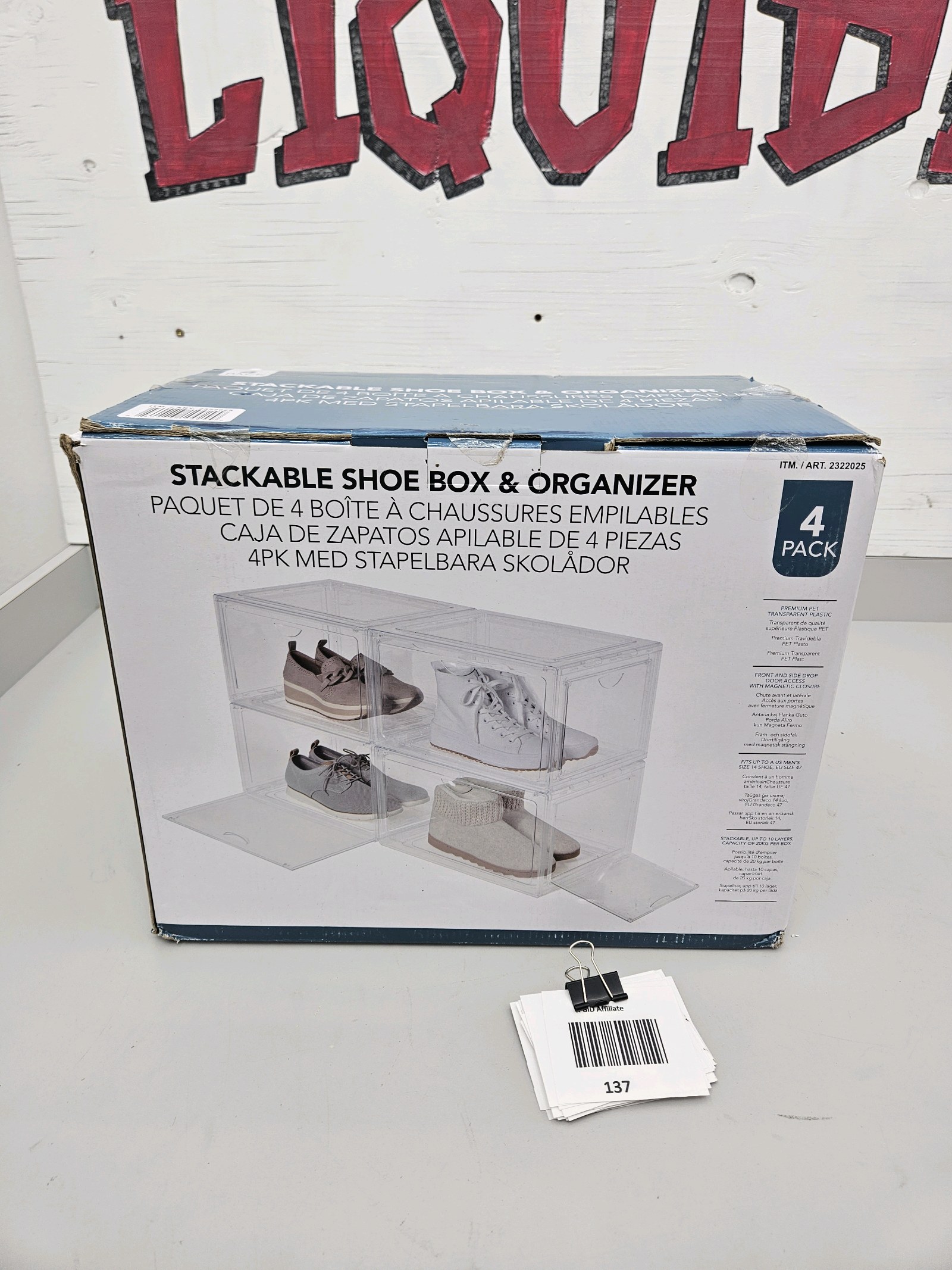 lot 137 image: Stackable Shoe Box & Organizer