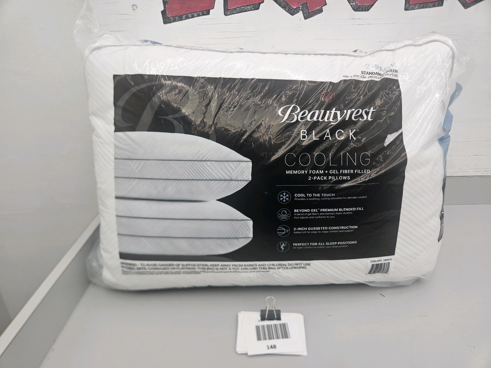 lot 148 image: Memory Foam Cooling Pillows 2pk