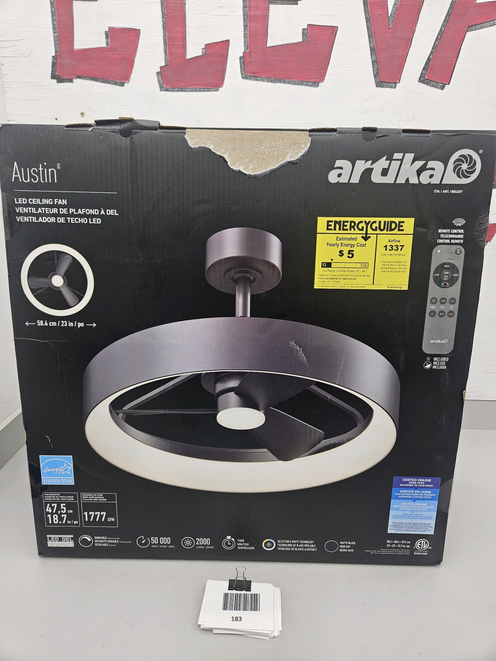 lot 183 image: LED Ceiling Fan  Remote