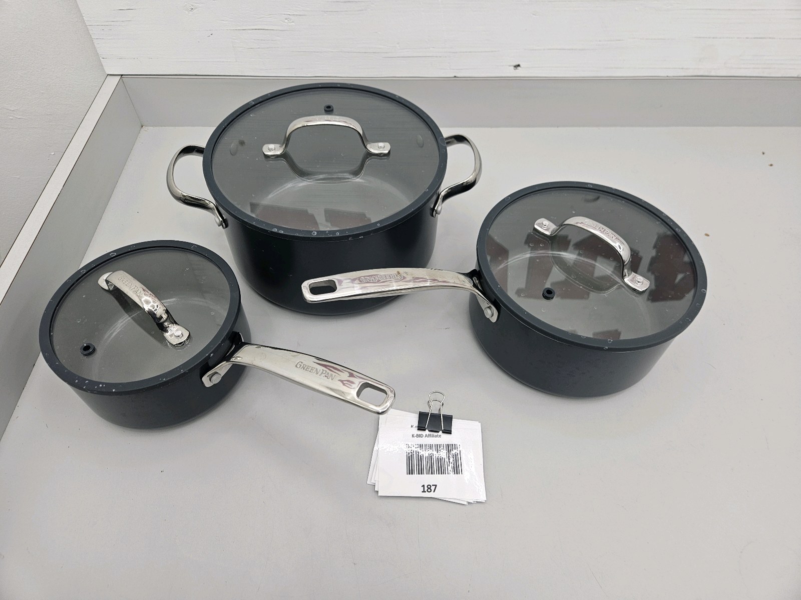 lot 187 image: Greenpan 3pc Pot Set